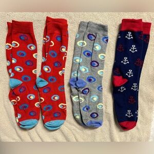 Lot of 3 Men’s 10–13 Novelty Dress Socks – Fun Prints